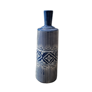 lange vaas wit-blauw